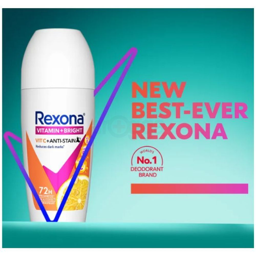 Rexona Vitamin + Bright Vit C+ Anti-Stain Reduces Dark  Marks Roll-On 45ml  