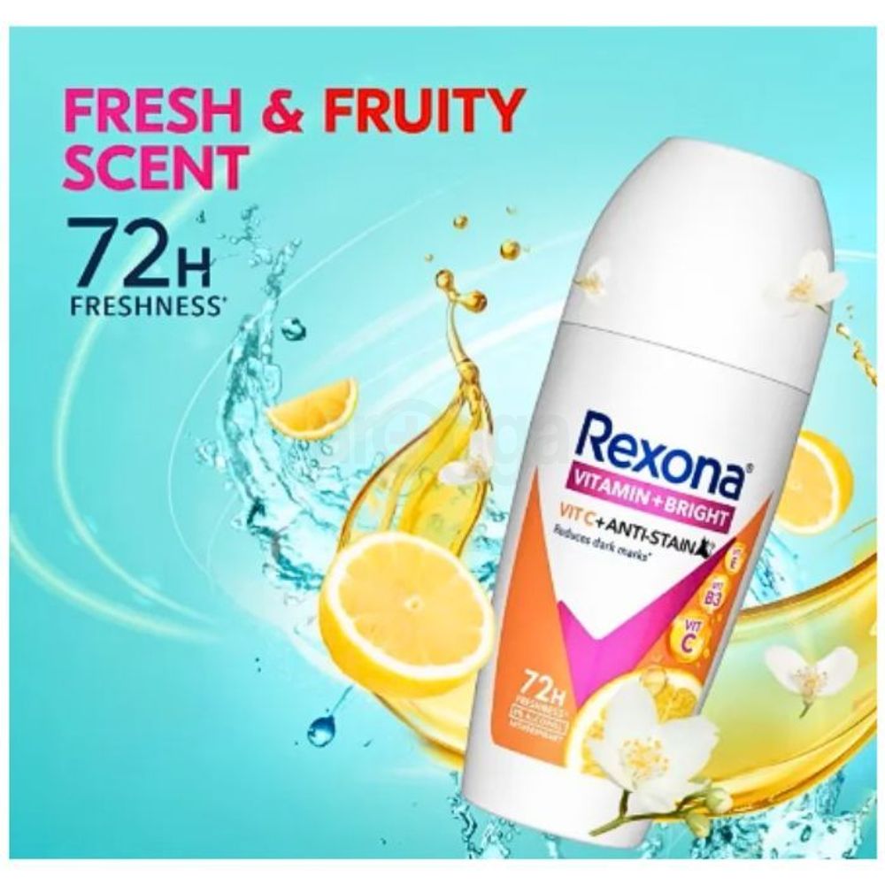 Rexona Vitamin + Bright Vit C+ Anti-Stain Reduces Dark  Marks Roll-On 45ml  
