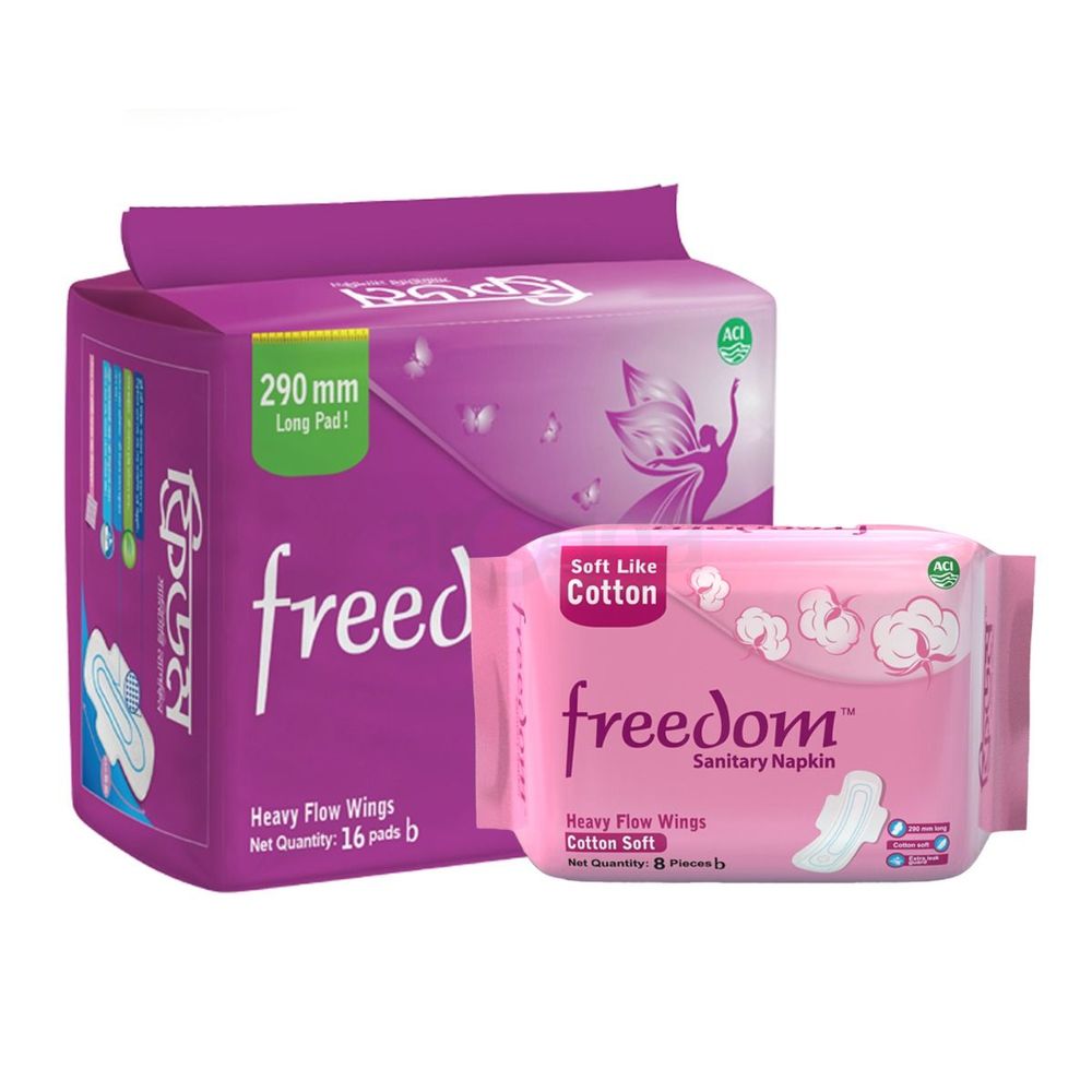 Buy Freedom Sanitary Napkin Heavy Flow 16 Pads Get Heavy Flow Wings Cotton Soft 8Pads Free  