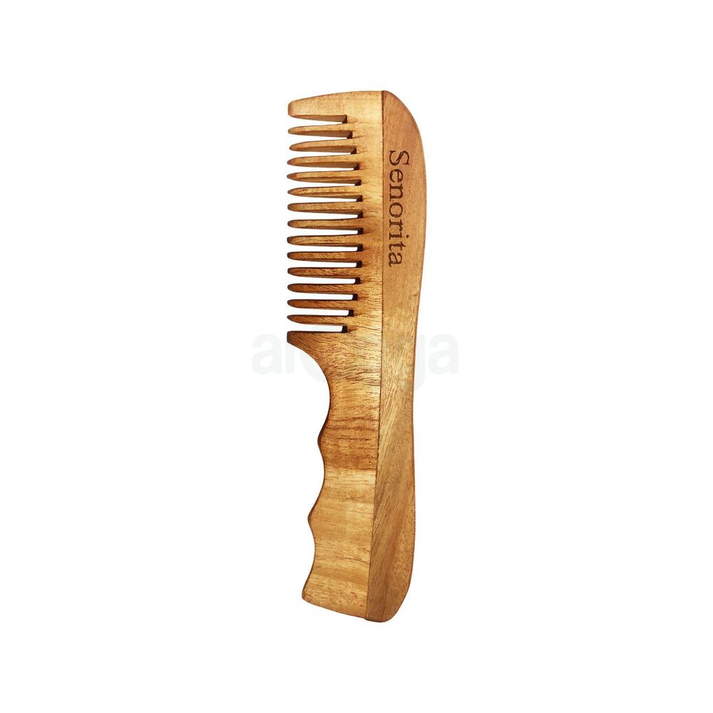 Senorita Luxury Neem Wood Hair Comb With Handle  