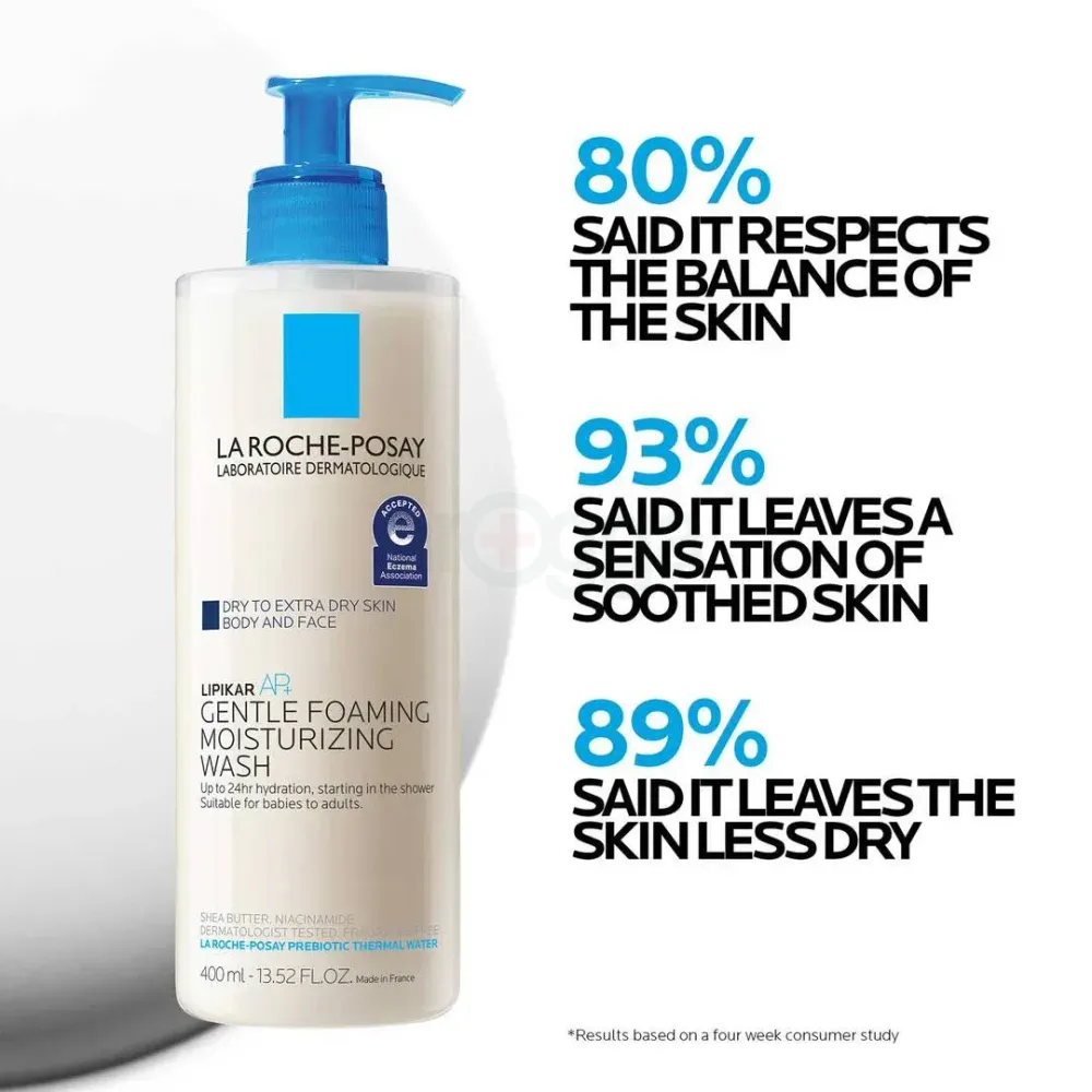 La Roche Posay Lipikar Gentle Foaming Moisturizing Face and Body Wash for Dry to Extra Dry Skin  