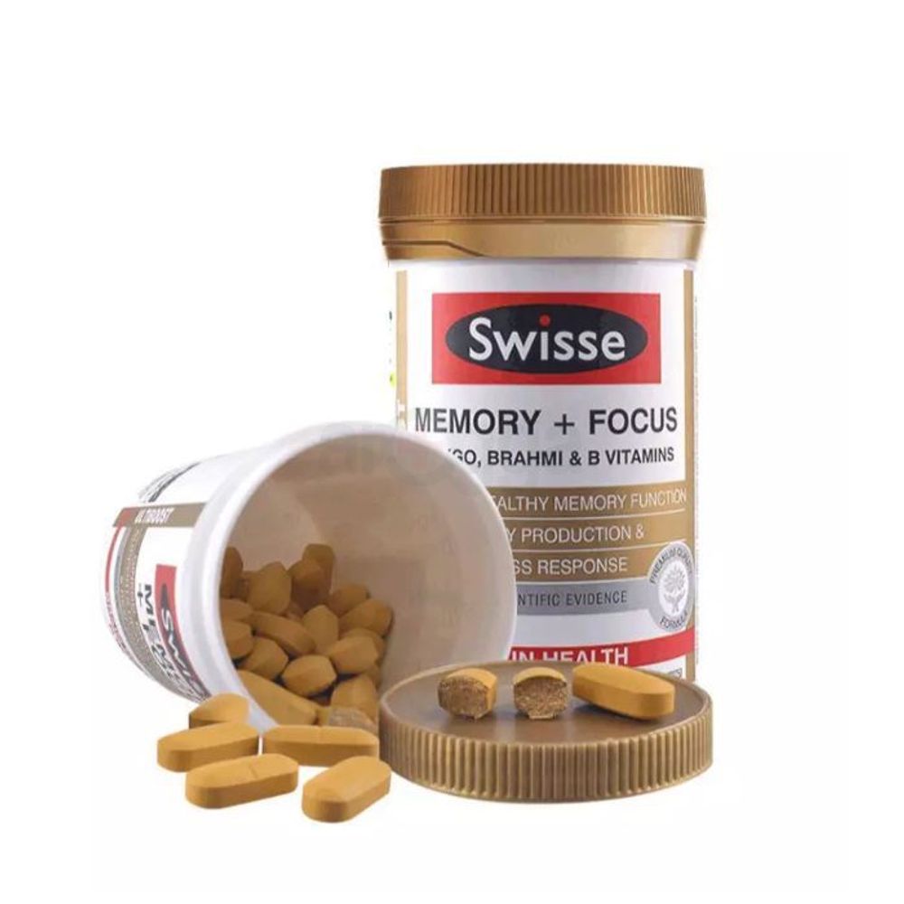 Swisse Ultiboost Gingo, Brahmi & Vitamins for Memory & Focus 50 Tablets  