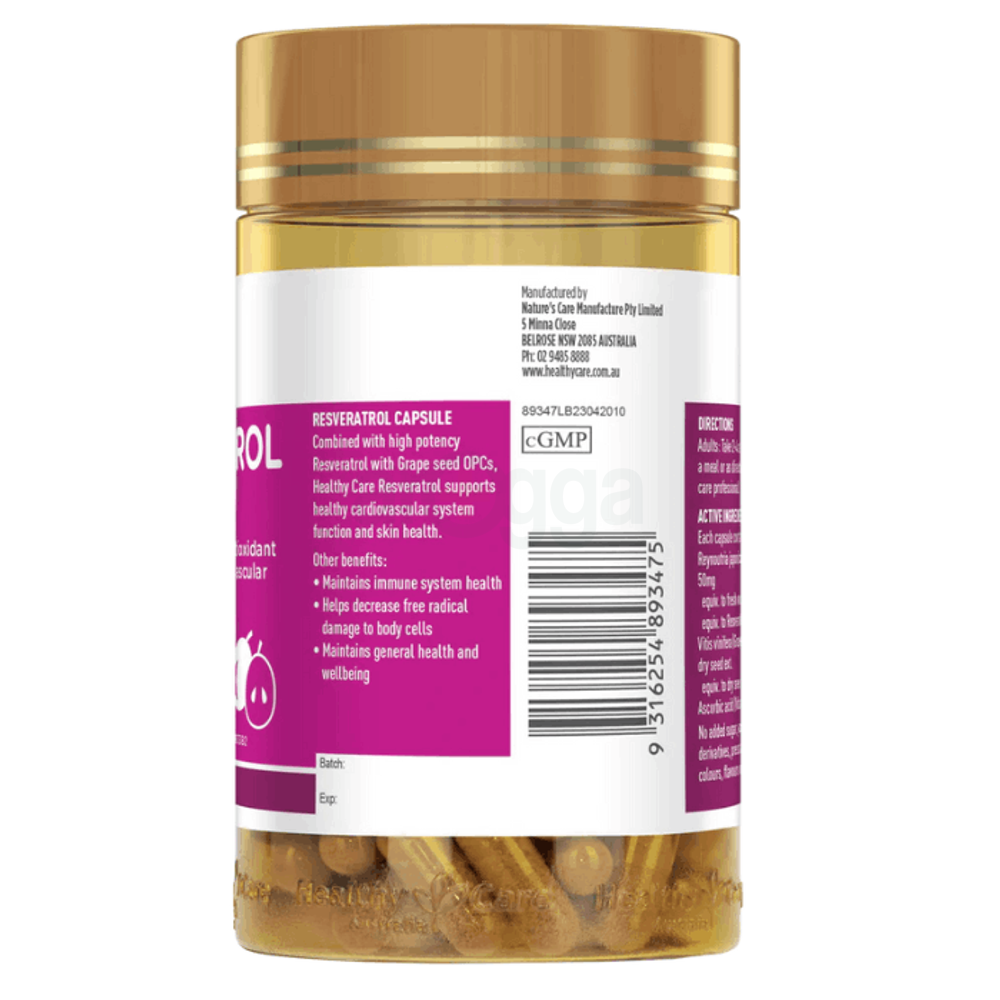 Healthy Care Resveratrol Capsule - 180 Capsules  