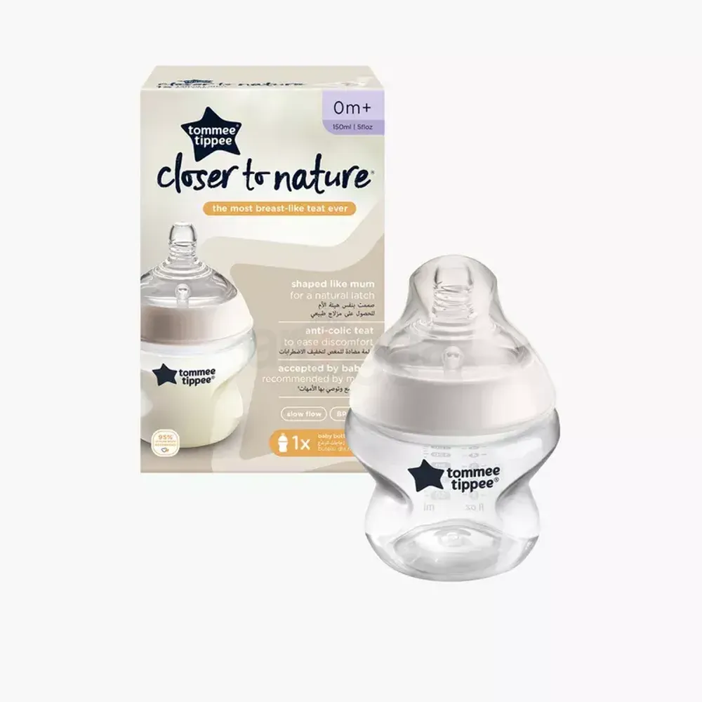Tommee Tippee Closer to Nature Anti-Colic BPA Free Baby Feeding Bottle (0m+) - 150ml  