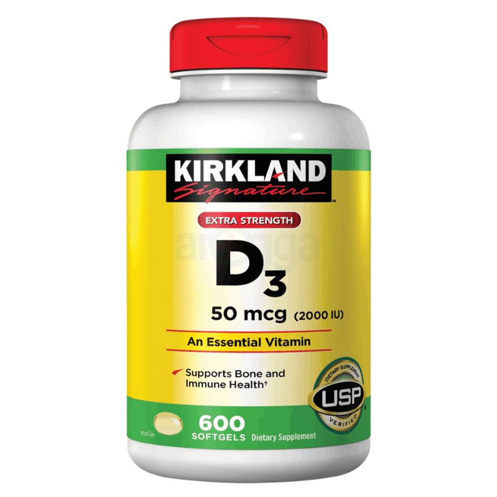KIRKLAND Signature Extra Strength D3 50mcg 2000IU Supports Bone And Immune Health 600 Capsules  