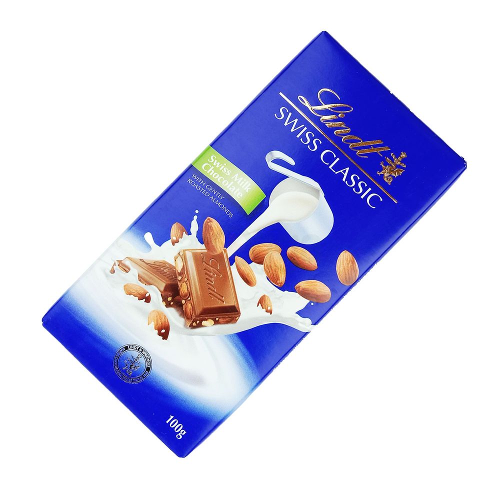 Lindt Swiss Classic Swiss Milk Chocolate With Roasted Almonds 100g  