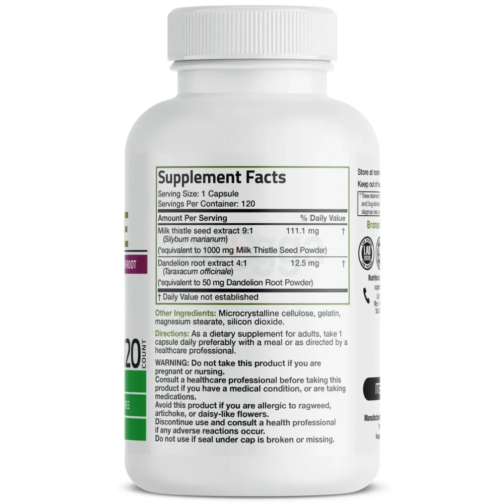 Bronson Milk Thistle Liver Health Support, Antioxidant Support, Detox, 120 Caps  