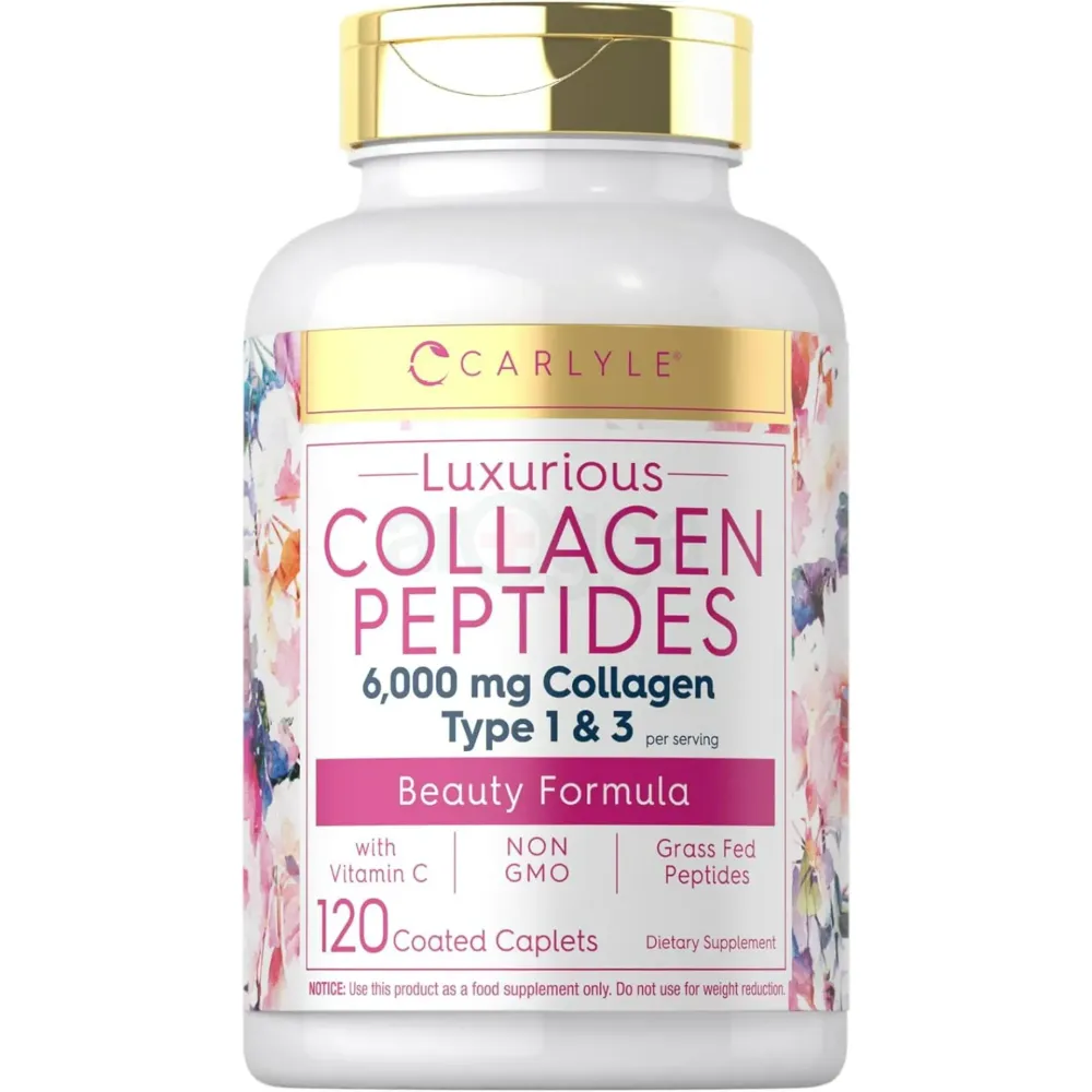 Carlyle Collagen Peptides 6000 mg | 120 Caplets | Type 1 and 3   