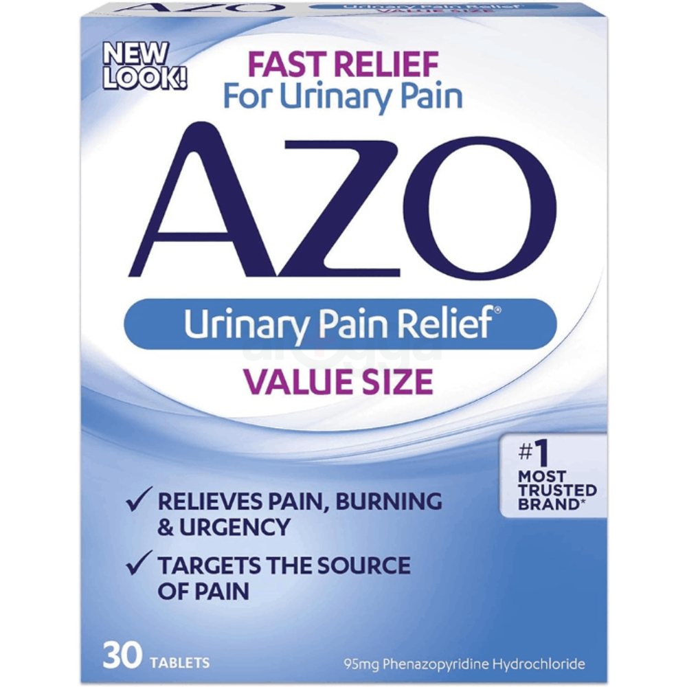 AZO Urinary Pain Relief Value Size, with Phenazopyridine Hydrochloride, Fast Relief, Relieves UTI Pain, Burning & Urgency, Targets the Source of Pain, #1 Most Trusted Brand, 30 Tablets  