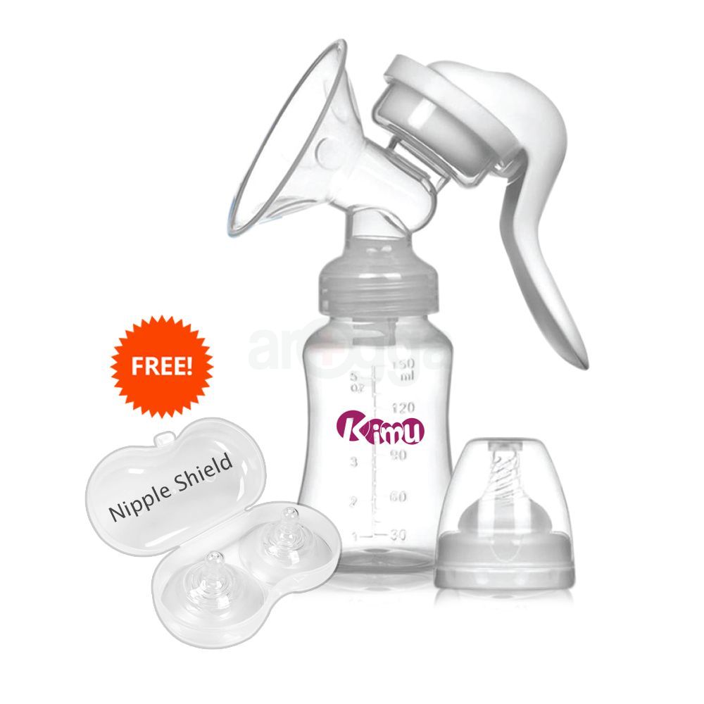 KIMU Manual Breast Pump with Free 2 Pcs Silicone Breastfeeding Nipple Shield and carrying Box  