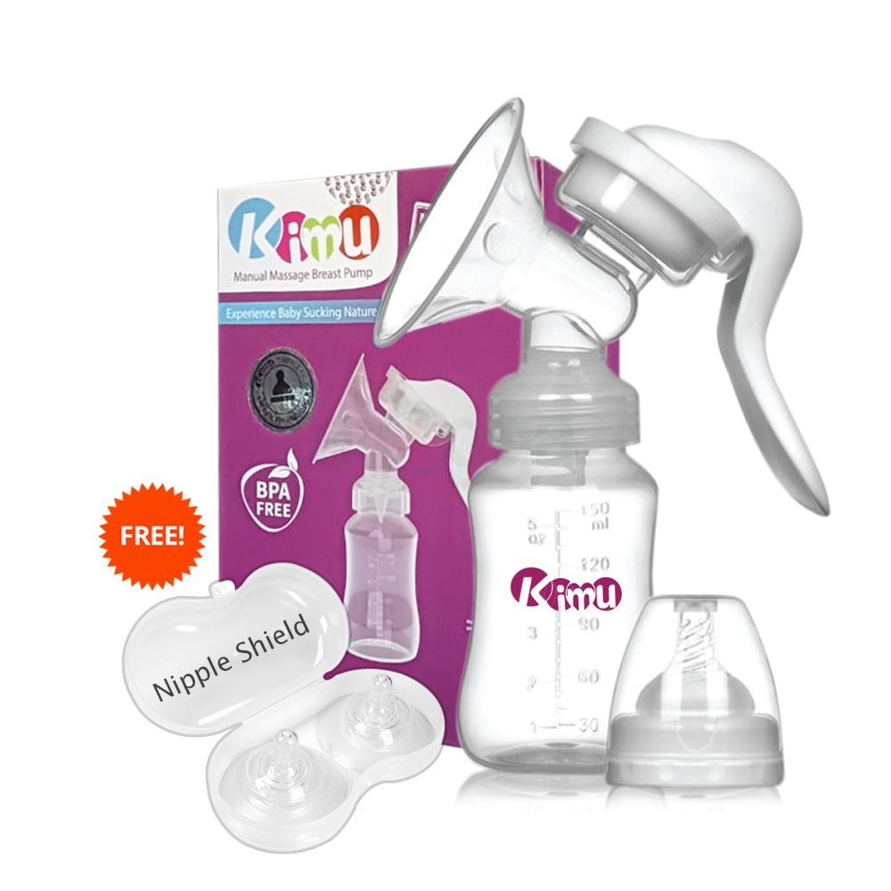 KIMU Manual Breast Pump with Free 2 Pcs Silicone Breastfeeding Nipple Shield and carrying Box  