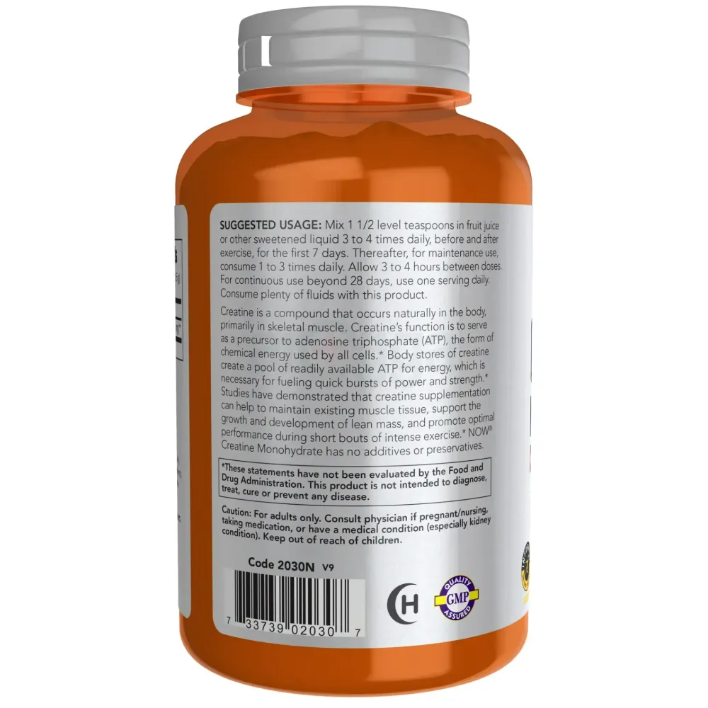 NOW Sports Nutrition, Creatine Monohydrate Powder, Mass Building*/Energy Production*, 8-Ounce  