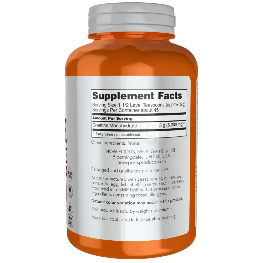 NOW Sports Nutrition, Creatine Monohydrate Powder, Mass Building*/Energy Production*, 8-Ounce  