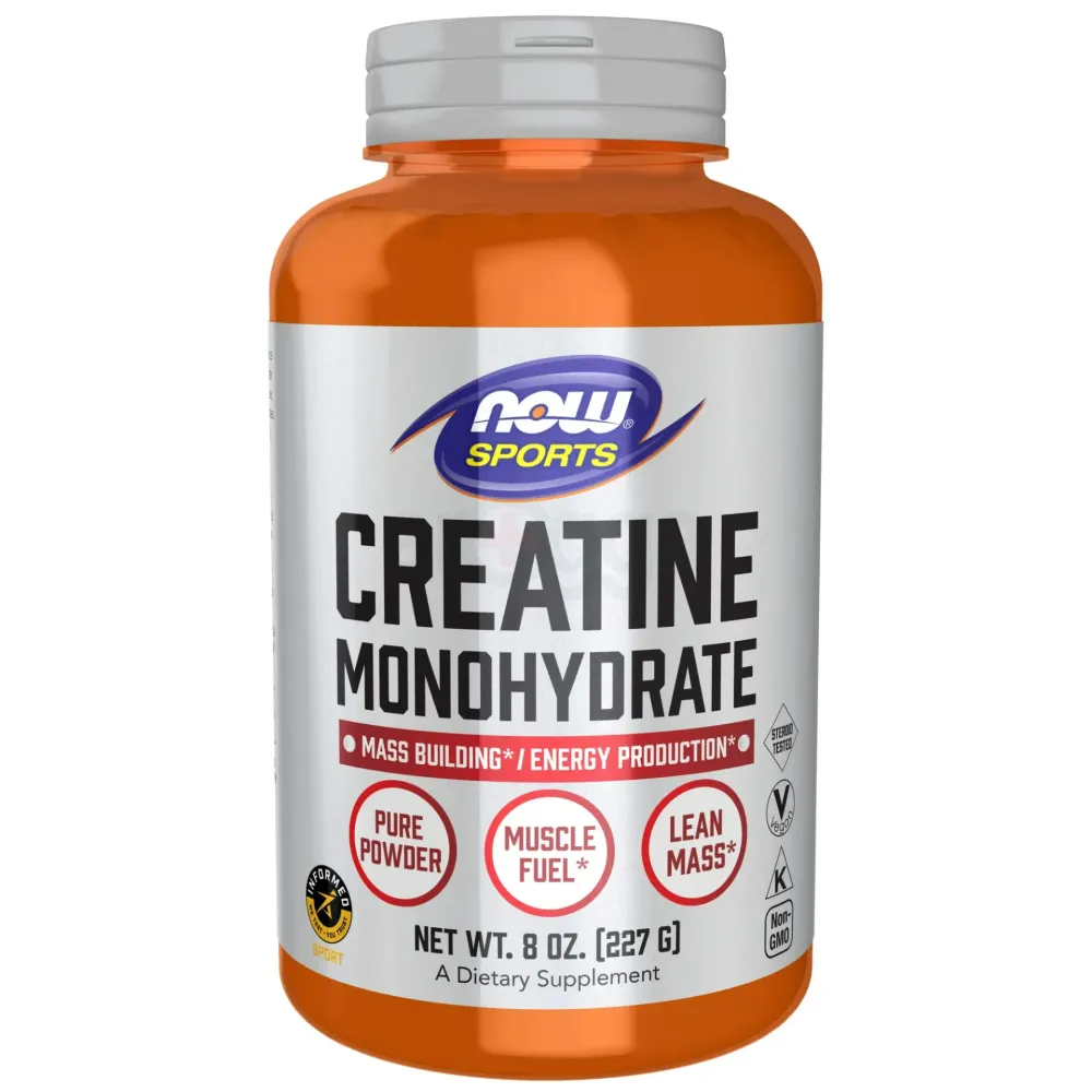 NOW Sports Nutrition, Creatine Monohydrate Powder, Mass Building*/Energy Production*, 8-Ounce  
