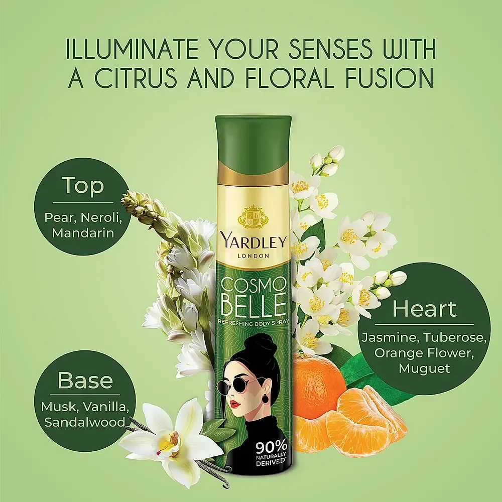 Yardley London Cosmo Belle 90% Naturally Refreshing Body Spray  