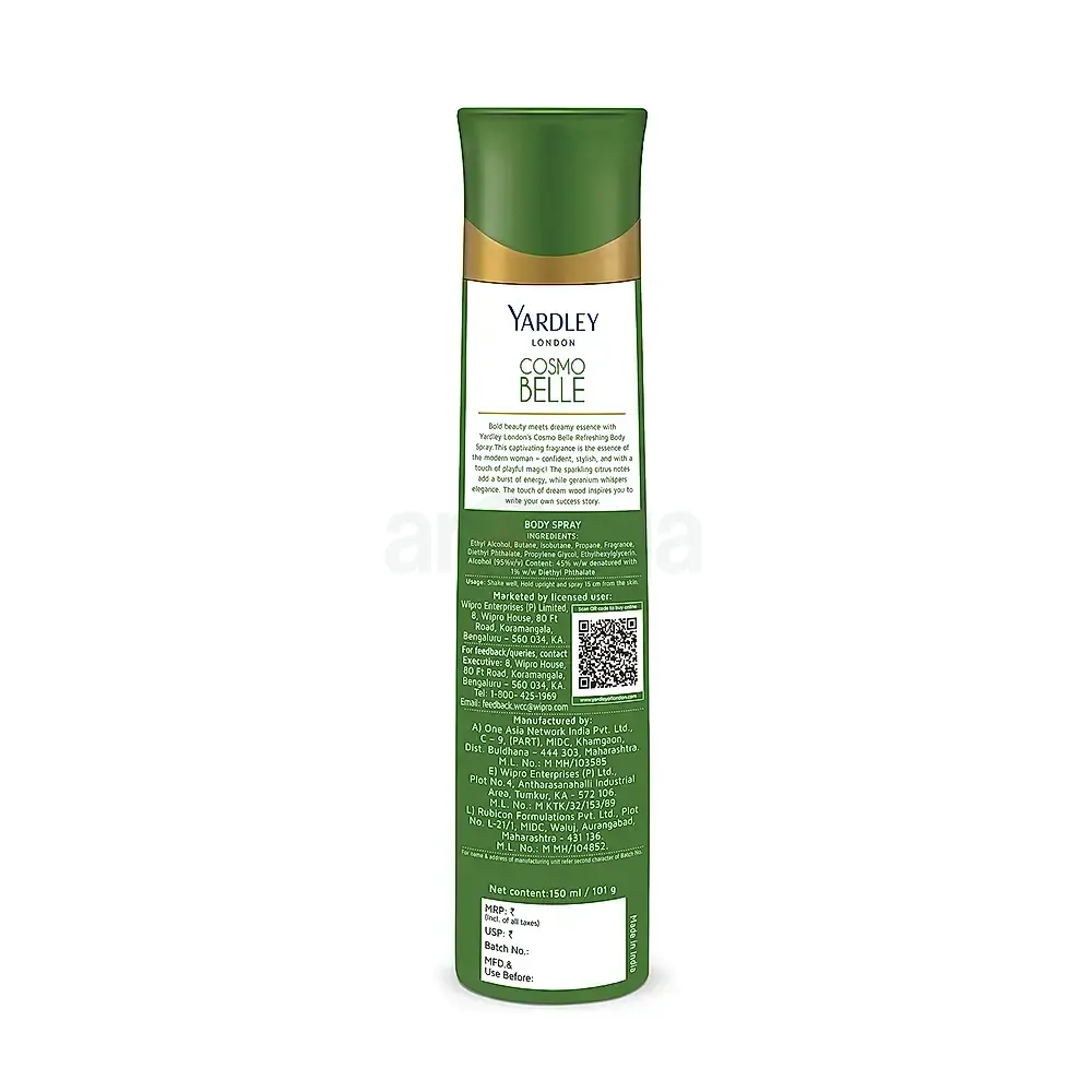 Yardley London Cosmo Belle 90% Naturally Refreshing Body Spray  
