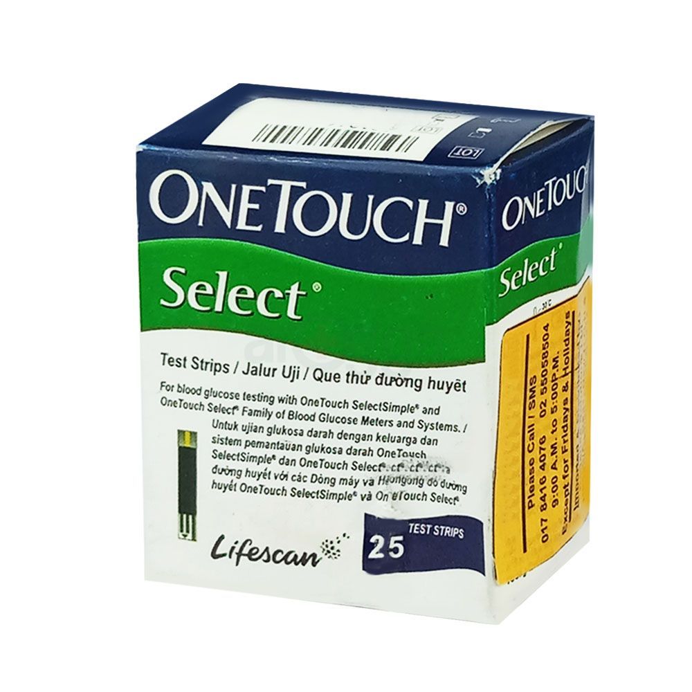 One Touch Select Blood Glucose Strip 25's Pack  