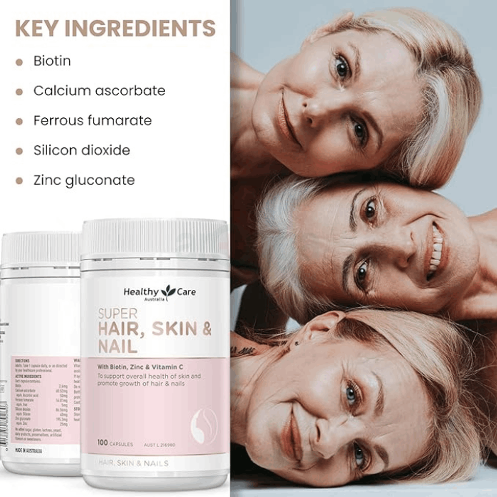 Healthy Care Super Hair, Skin and Nails 100 Capsules  
