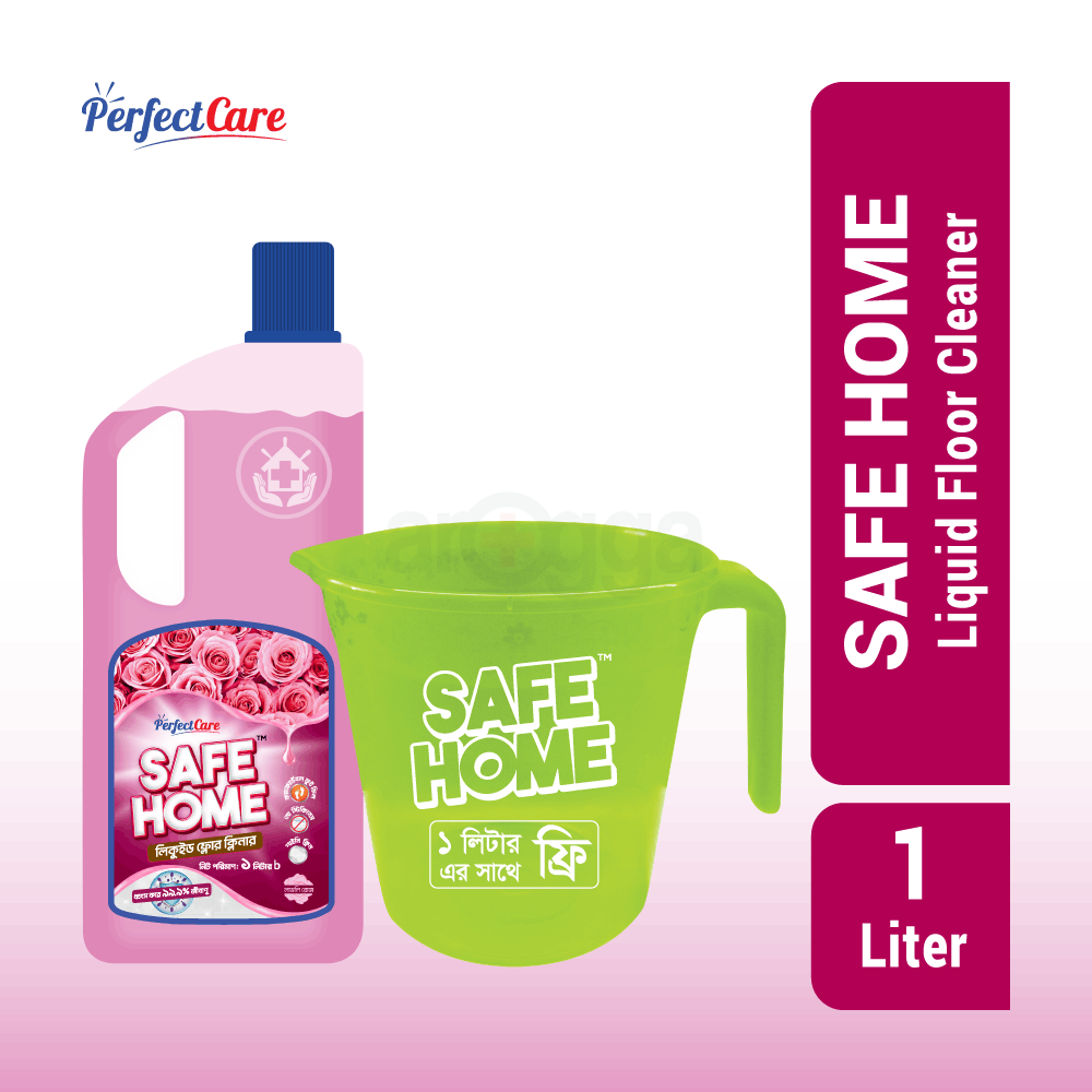 Safe Home Liquid Floor Cleaner - Rose 1L  (2L Plastic Mug Free)  