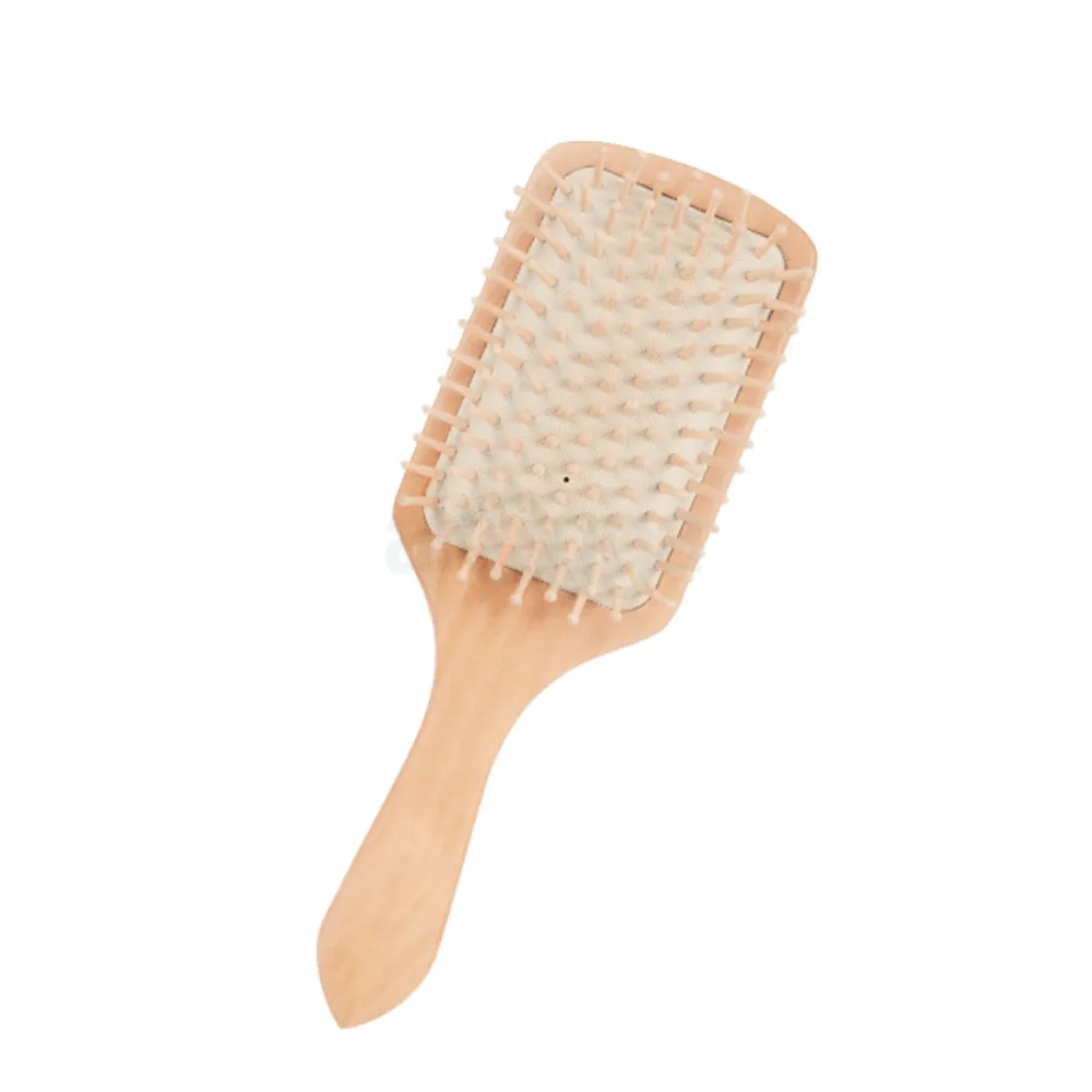 Premium Fashion Paddle Cushion Wooden Hair Brush Comb (Square)-1pcs  
