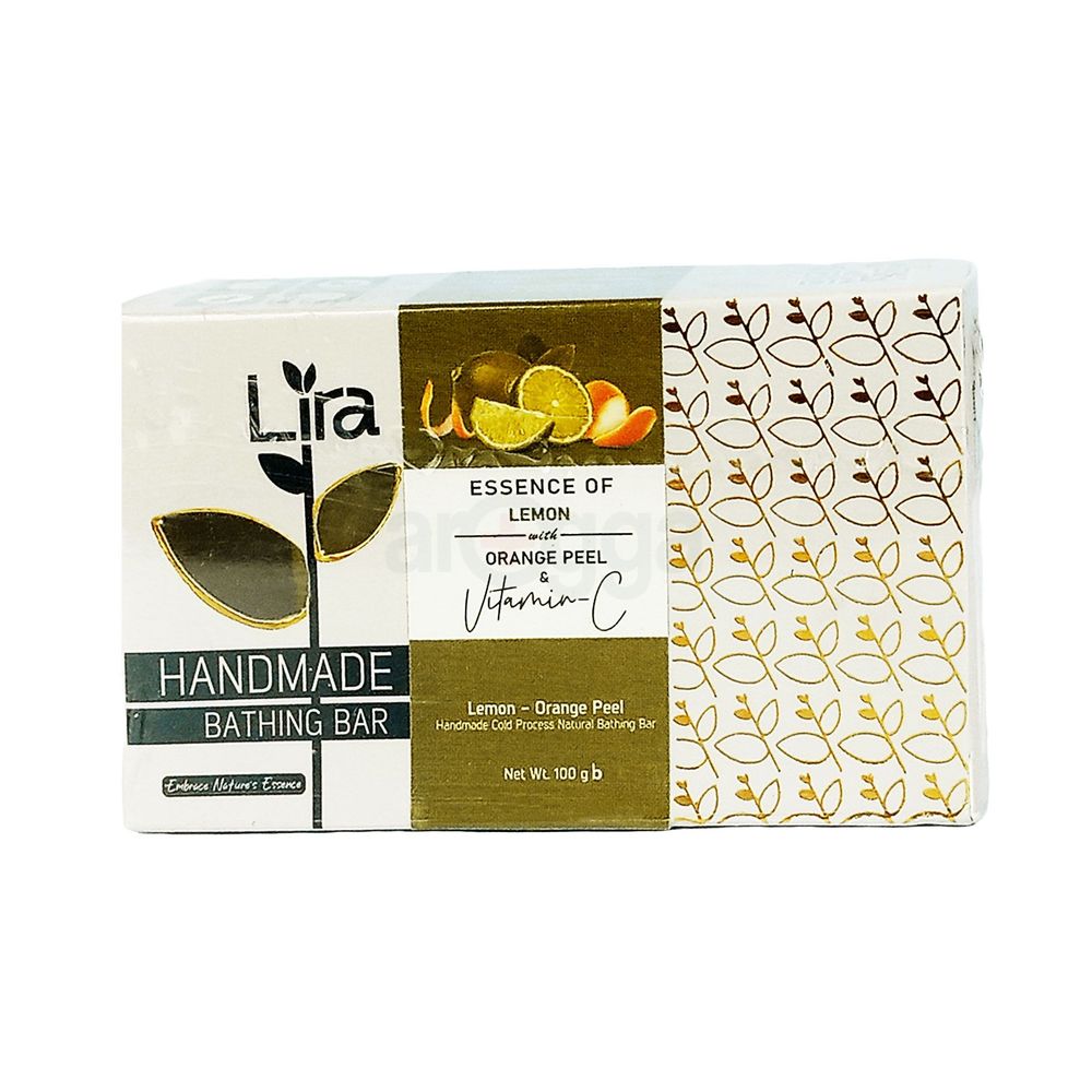 Lira Handmade Bathing Bar Essence Of Lemon With Orange Peel & Vitamin-C Soap 100gm  