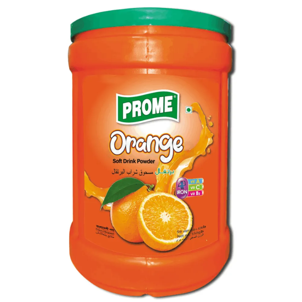 Prome Orange Soft Drink Powder 350gm(Plastic Can)  