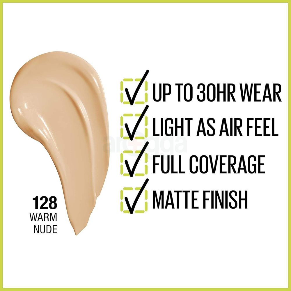 Maybelline Super Stay Active Wear 30h Full Coverage Foundation - 128 Warm Nude  