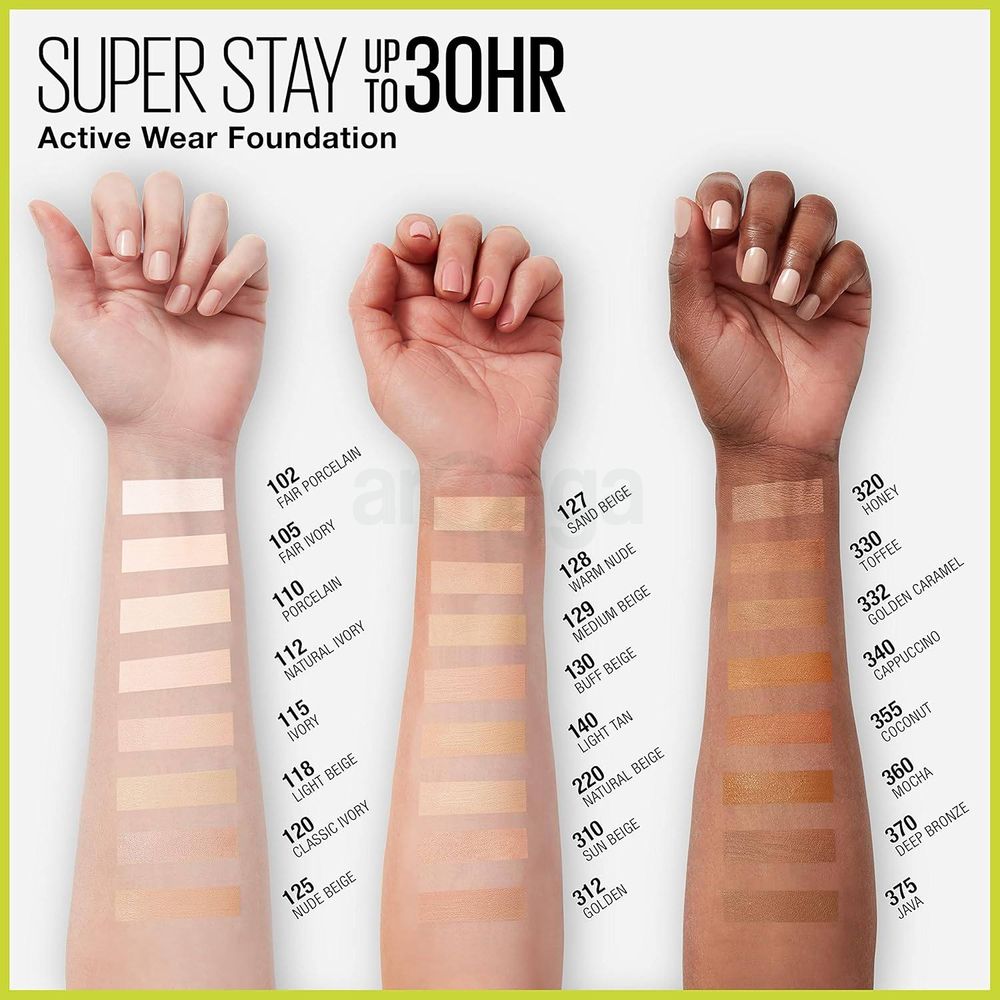 Maybelline Super Stay Active Wear 30h Full Coverage Foundation - 128 Warm Nude  