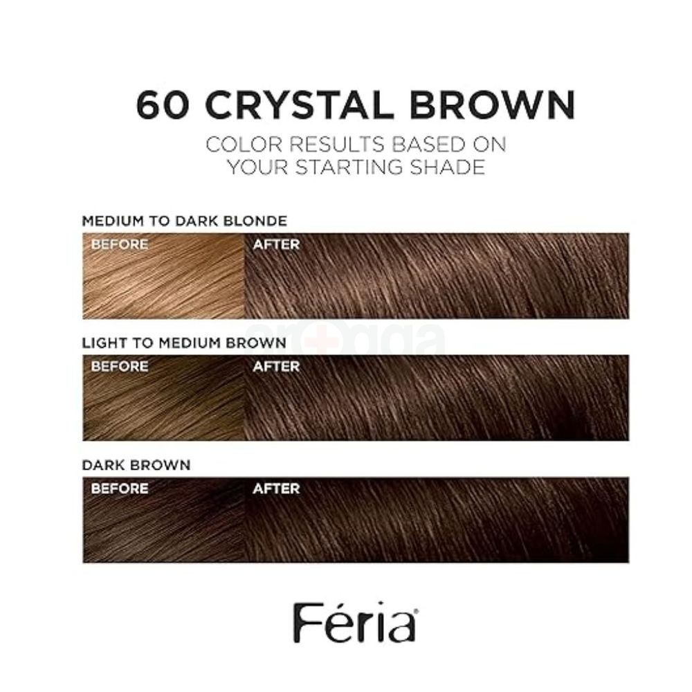 Loreal Paris Feria Multi-Faceted Shimmering Permanent Hair Color 60 Crystal Brown  