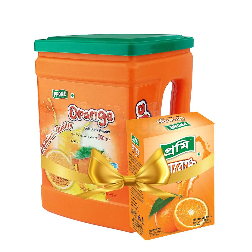 Prome Orange Powder Drinks combo 125gm free with 1.25kg pack  