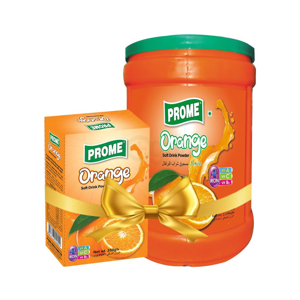 Prome Orange Powder Drinks combo 250gm free with 2.25kg pack  