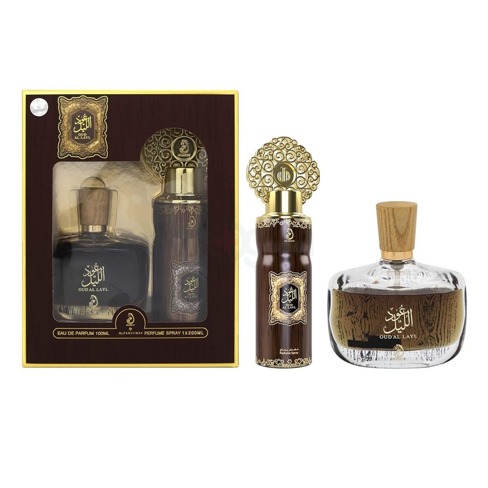 Arabiyat Oud Al Layl EDP 100ml + Perfume Spray 200ml Gift Set For Men & Women  