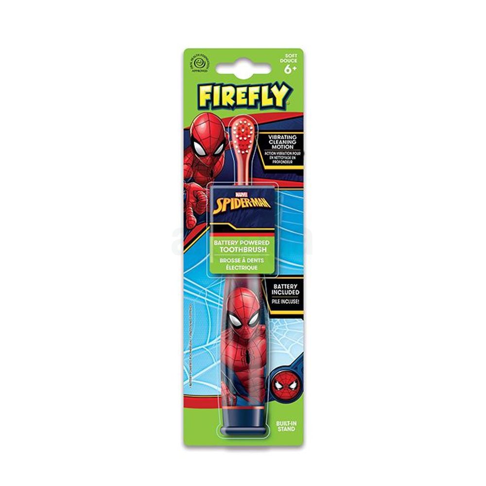 Firefly Spider Man Styled Battery Powered Toothbrush with Soft Douce for 6+ Kids  