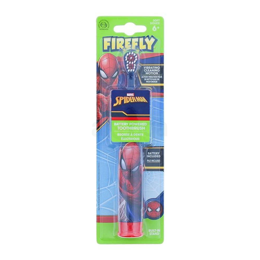 Firefly Spider Man Styled Battery Powered Toothbrush with Soft Douce for 6+ Kids  