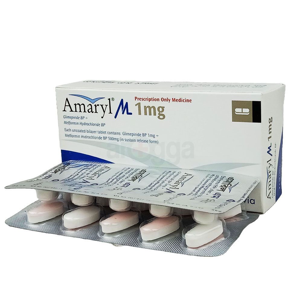 Amaryl M 1mg+500mg Tablet - এমারিল এম ১ মি.গ্রা.+৫০০ মি.গ্রা. ট্যাবলে ...