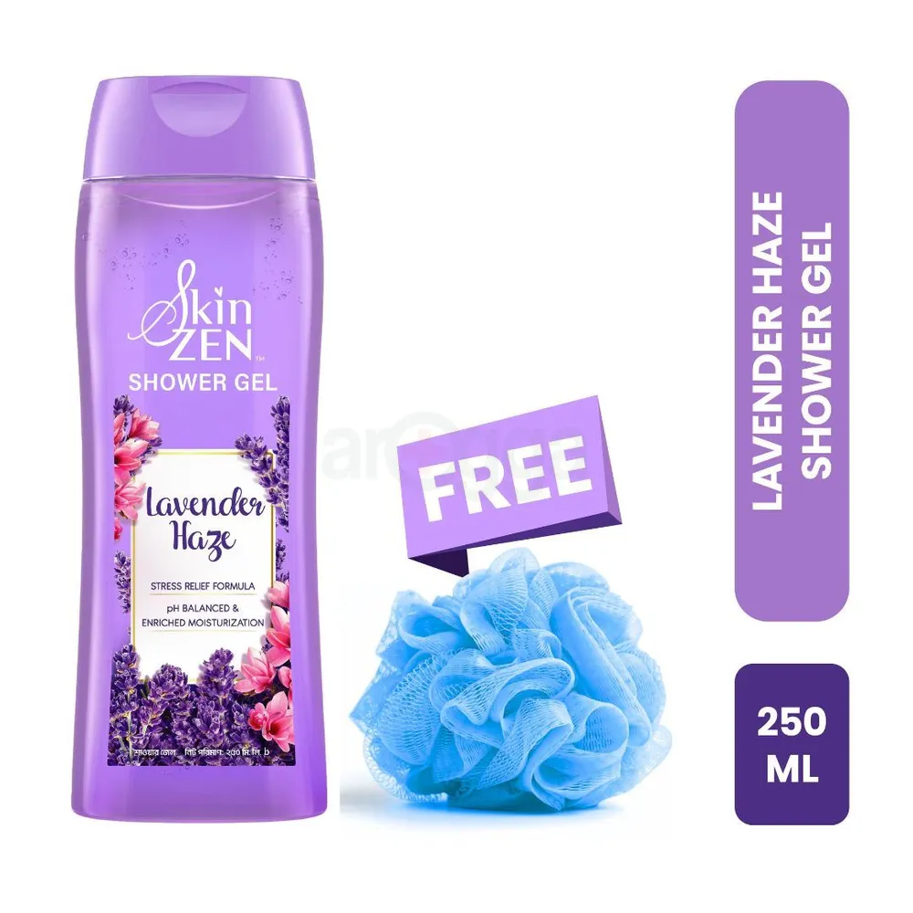Skinzen Lavender Haze Shower Gel Bodywash 250ml  with Free Loofah  