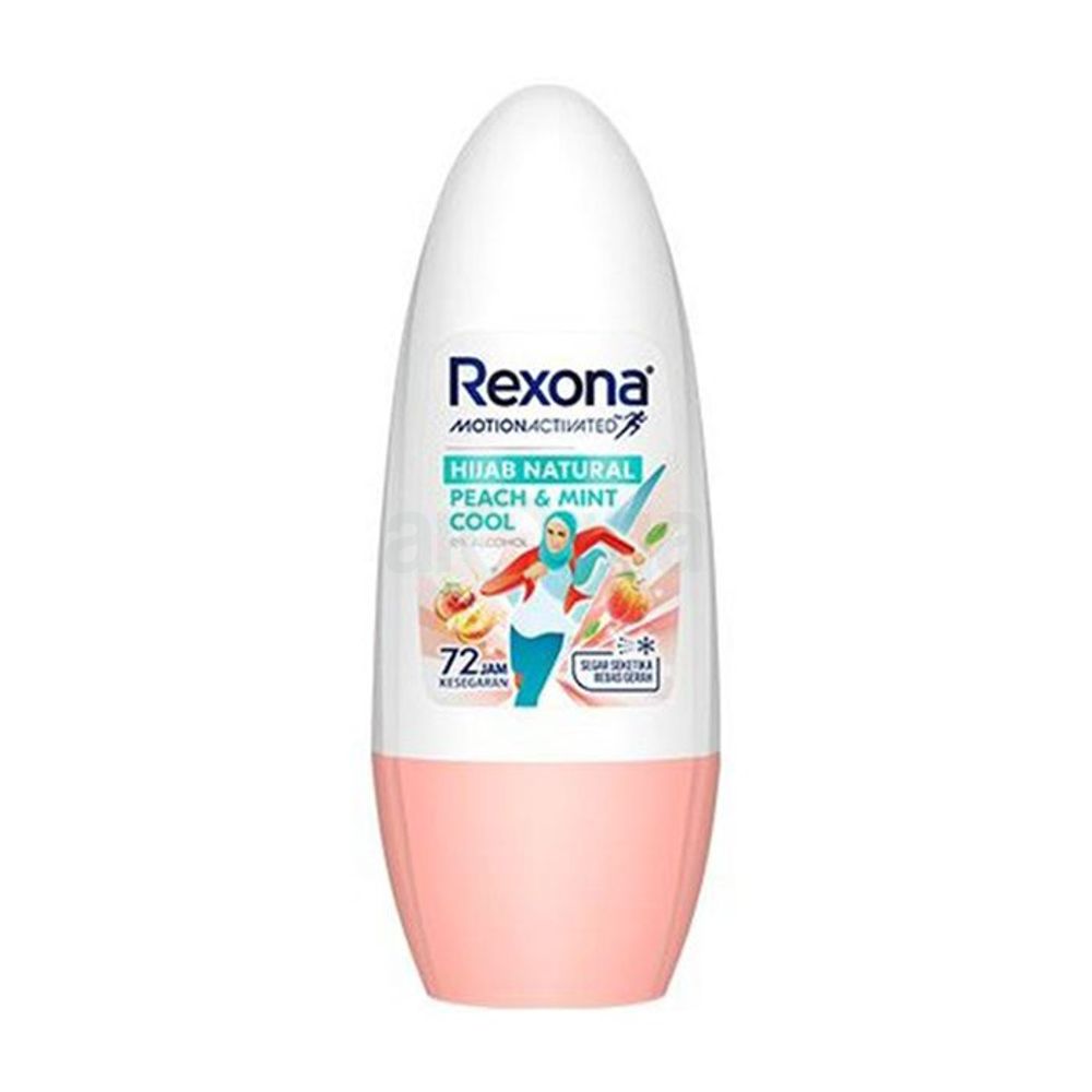 Rexona Motion Activated Hijab Natural Peach & Mint Cool 72H Roll On 45ml (Alcohol Free)  