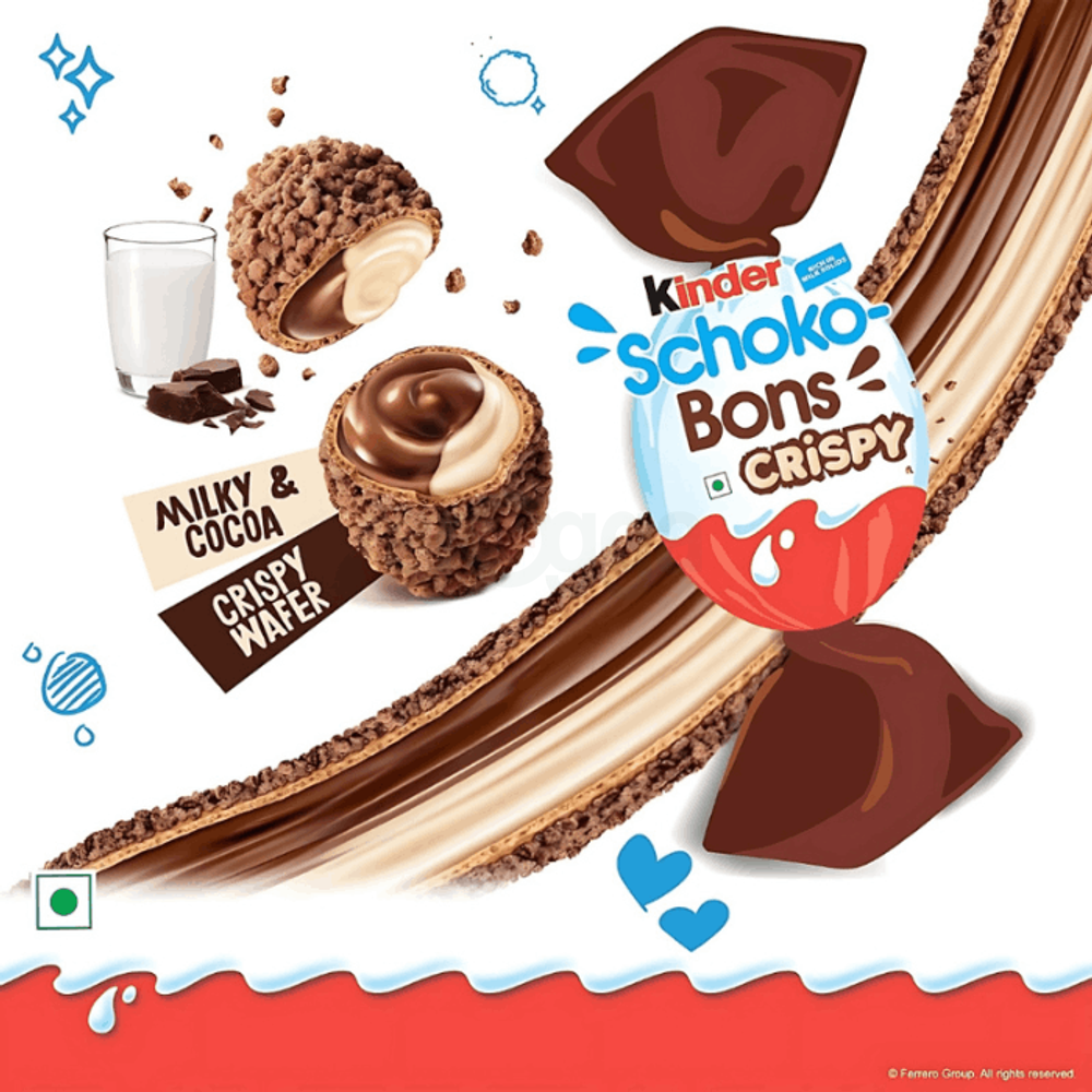 Kinder Schoko-Bons Crispy 12pcs Milk And Cocoa Flavor  