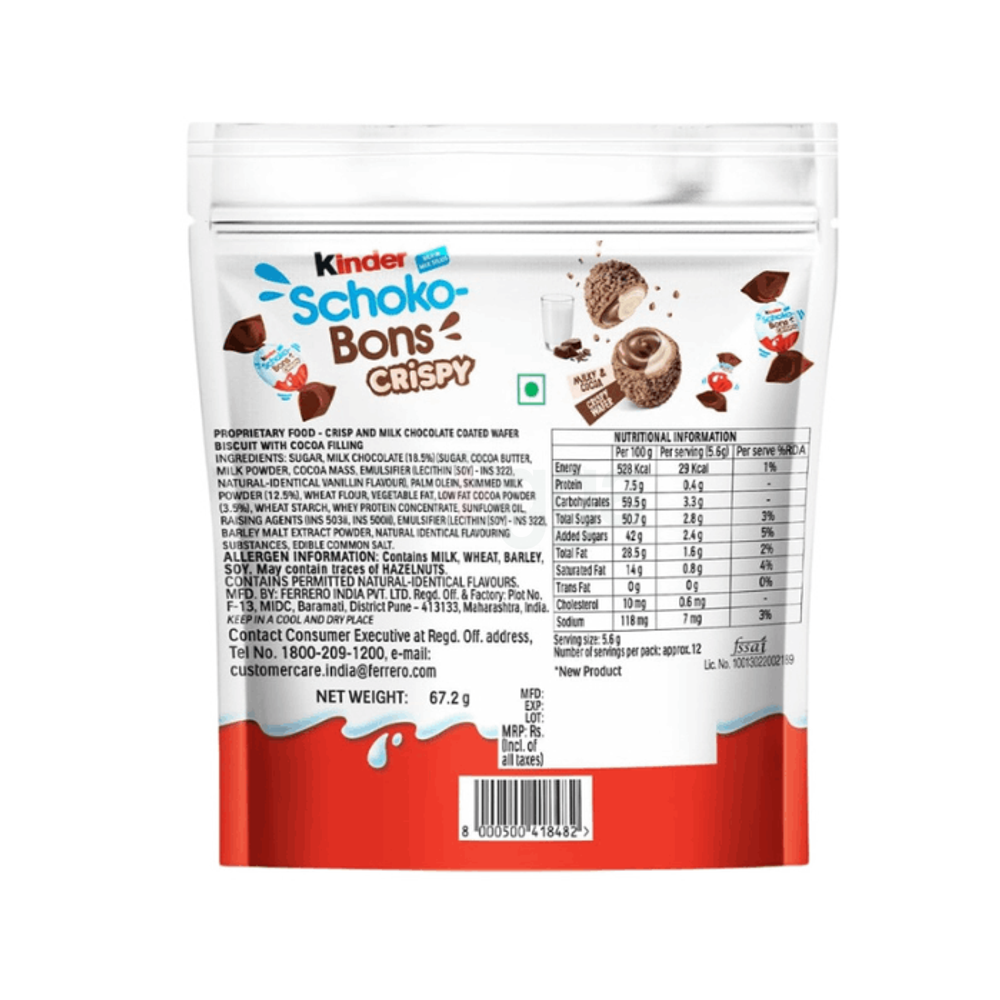Kinder Schoko-Bons Crispy 12pcs Milk And Cocoa Flavor  