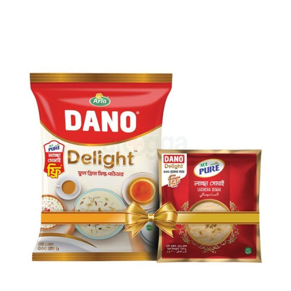 DANO Delight Festive Combo get ACI Pure Lachcha Semai 150gm with 500gm DANO Delight Full Cream Milk Powder pack  