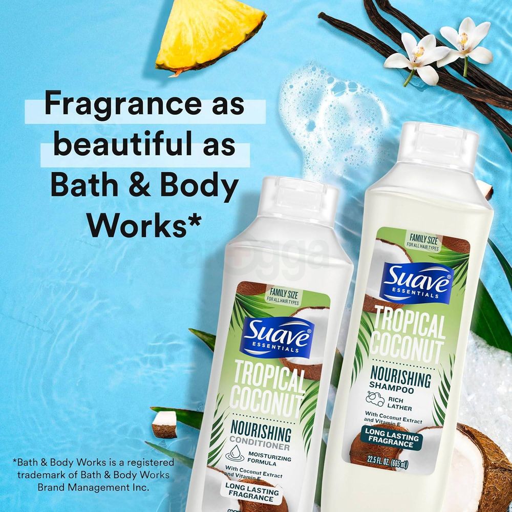 Suave Essential Tropical Coconut Nourishing Shmapoo with Coconut Extract & Vitamin E  