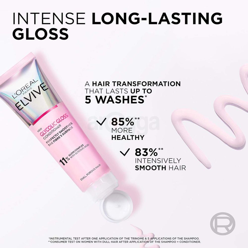 Loreal Paris Elvive Glycolic Gloss Conditioner with 11% Glycolic Acid for Dull Porous Hair  