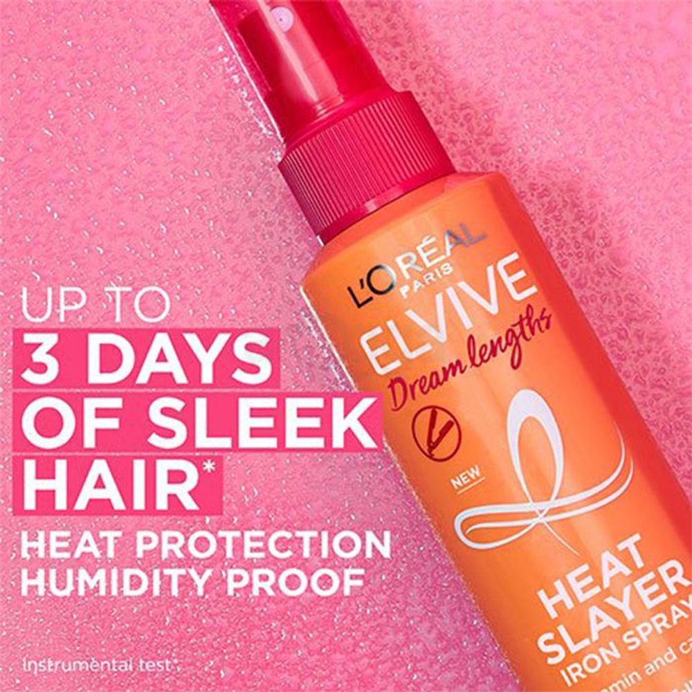 Loreal Elvive Dream Lengths Leave In Heat Slayer Pre Iron Spray with Vitamins and Castor Oil  