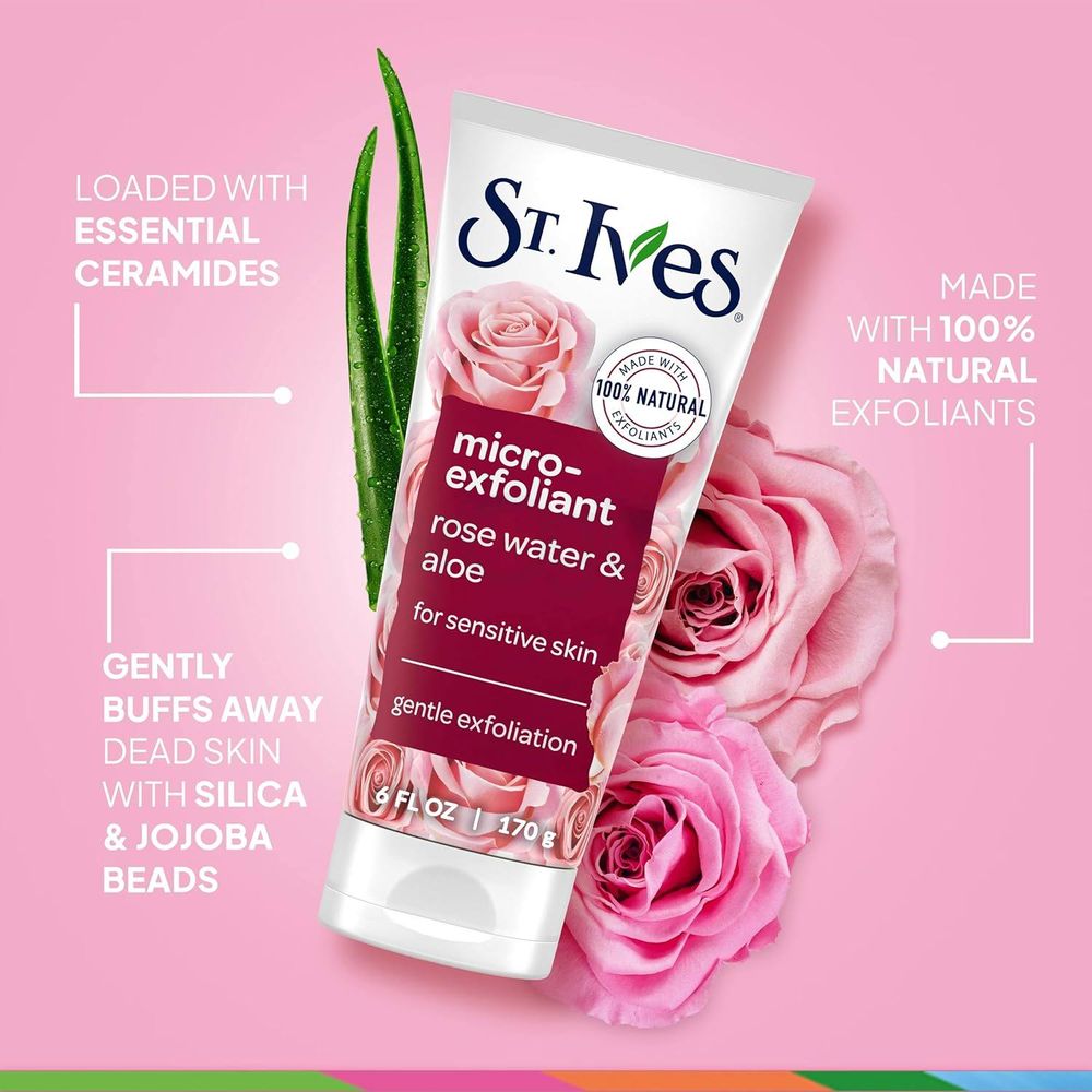 St. Ives  Rose Water & Aloe Micro Exfoliant for Sensitive Skin  