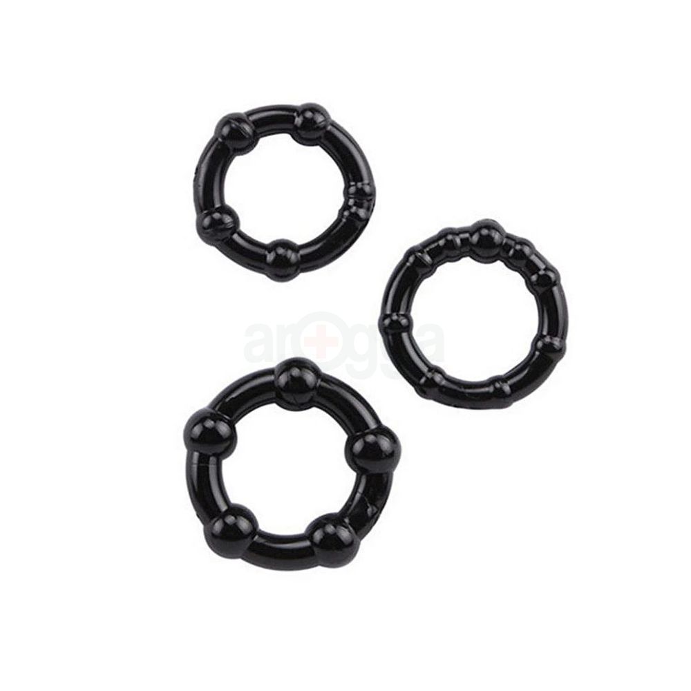 Stay Hard Beaded Cock Ring (Phthalates Free) - 3 pcs  