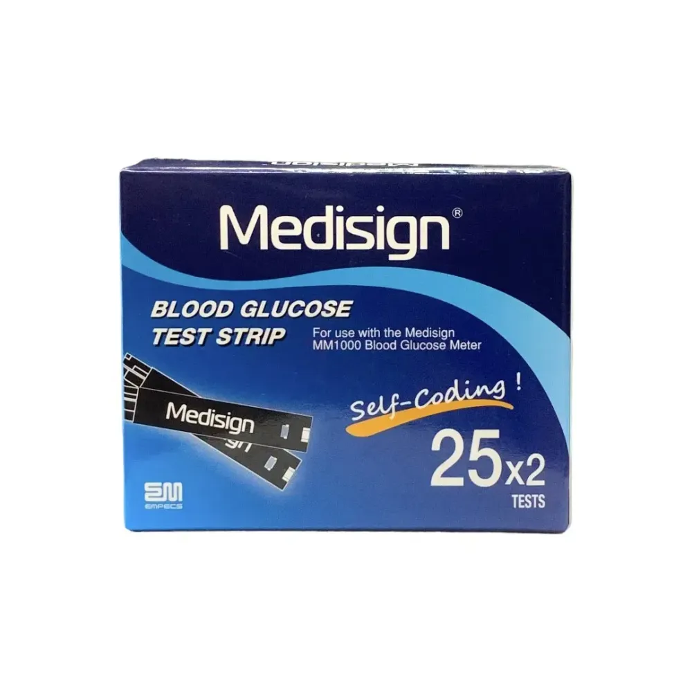Medisign Blood Glucose Monitoring System MM1000 &  Medisign Blood Glucos Test Strips 25*2 Tests   