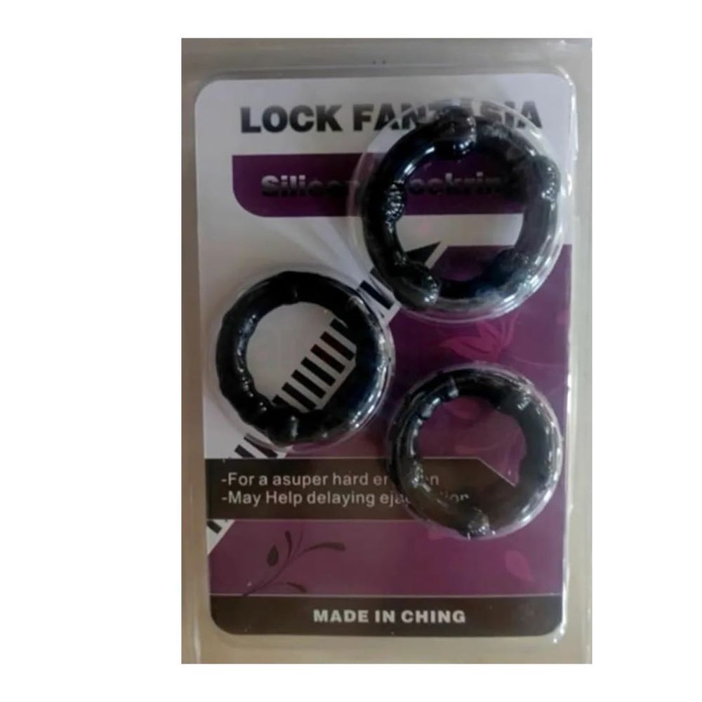 Lock Fantasia Silicone Cockring - 3 pcs  