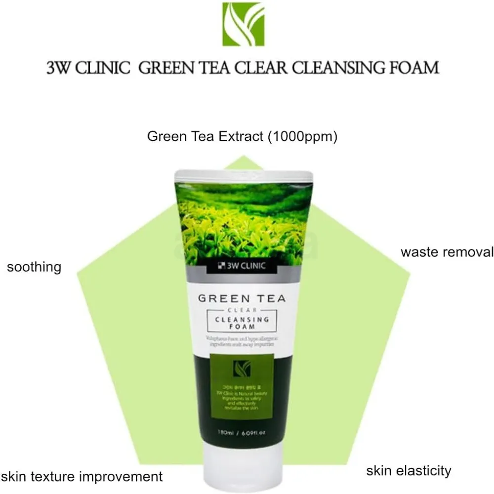 3W Clinic Green Tea Clear Cleansing Foam  