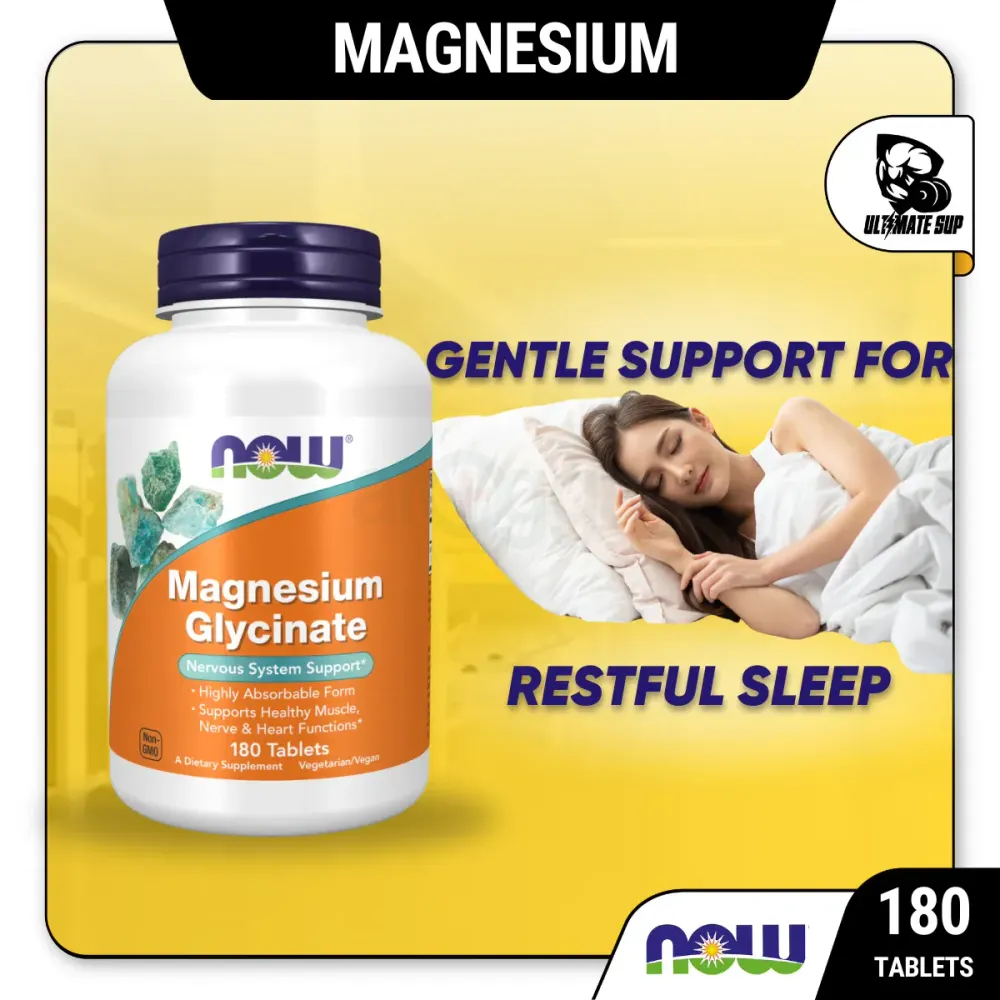 NOW Supplements Magnesium Glycinate 180 Veg Capsules  