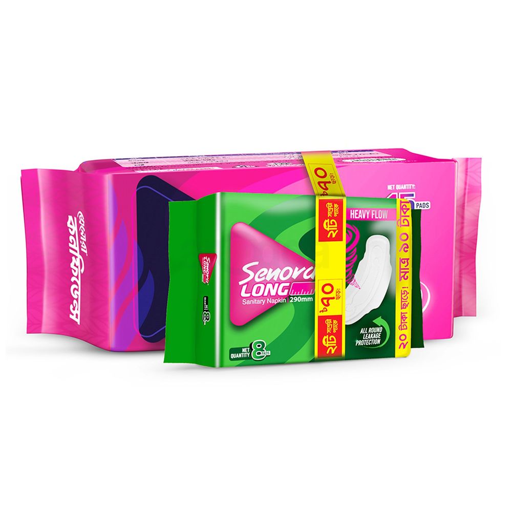 Senora Confidence Sanitary Napkin 15's & Senora Confidence Heavy Flow Sanitary Napkin 8's (২টি সাশ্রয়ী প্যাকে ৭০ টাকা ছাড় )  